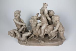 Escultura em terracota "Bacanal com putti"